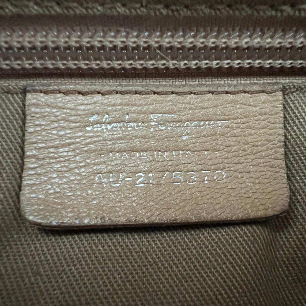 Salvatore Ferragamo Tan Leather Satchel with Silver Hardware